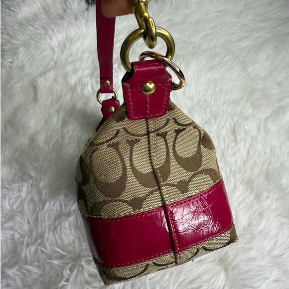 y2k COACH Legacy Stripe Signature Canvas  Mini Purse Shoulder Bag Wristlet - Picture 4 of 9